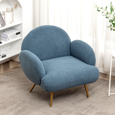 Eleese Teddy Upholstered Armchair, Modern Accent Chair with Metal Legs by Mercer41