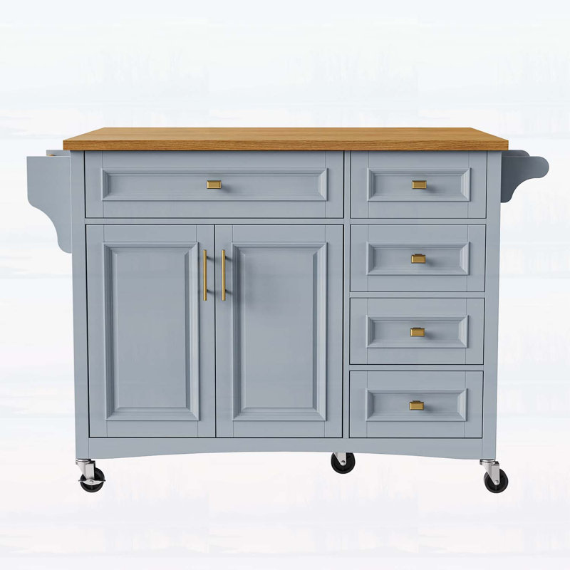 Kitchen Island with Drop Leaf,Spacious Storage,and Wheels for Enhanced Mobility and Organization, Gray