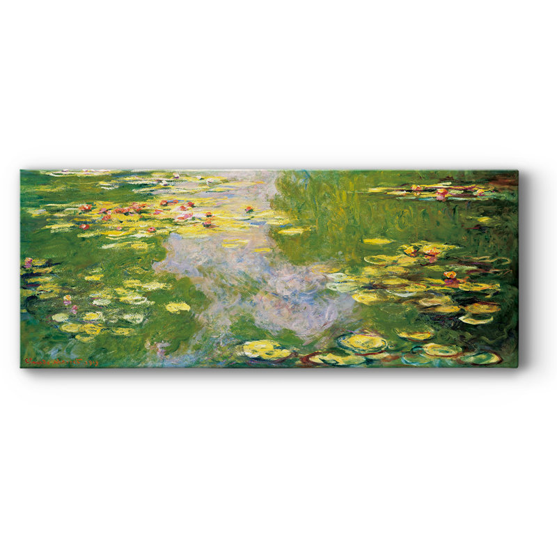 Nénuphars sur toile, H 20 po x l 50 po x P 1,5 po
