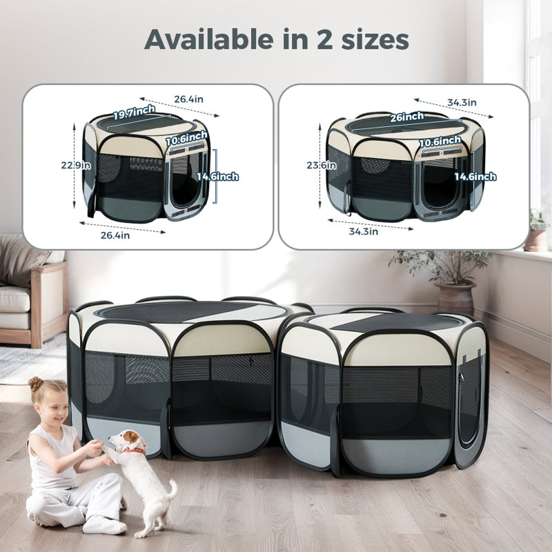 Parc 2-en-1 pour chien, parc à chat portatif pour chiots intérieur / extérieur, cage de cage pour chien