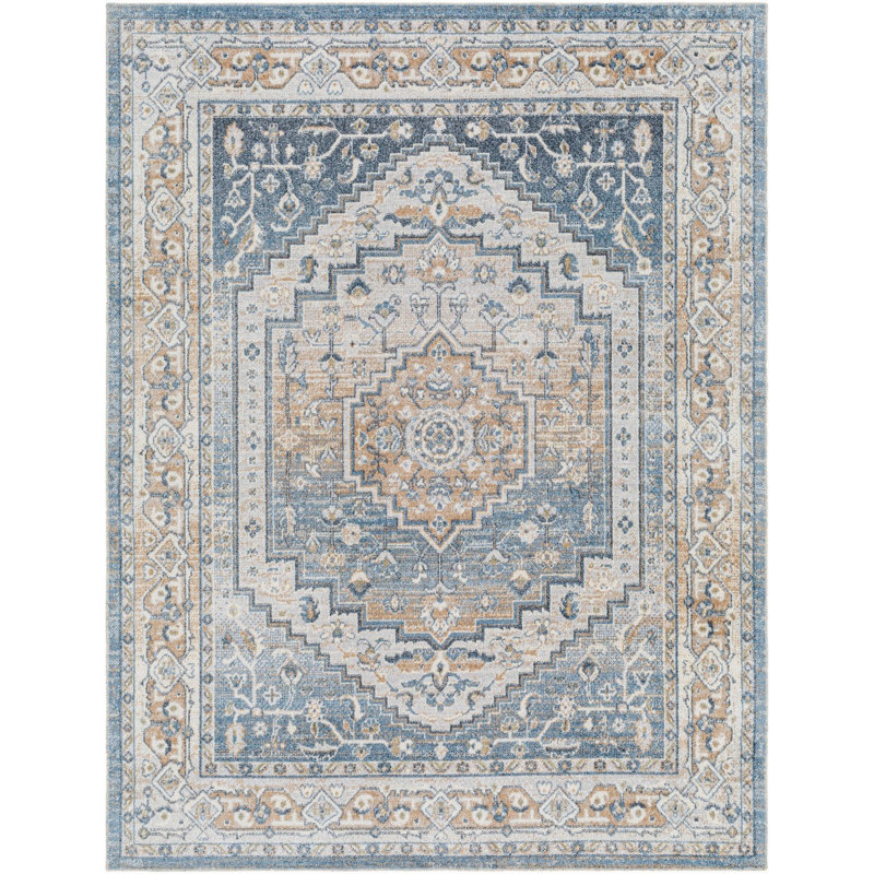 Traditional Washable Rug, Bordered Floral Rug For Living Room, Dining Room, Bedroom, Rectangle 120 x 170 cm