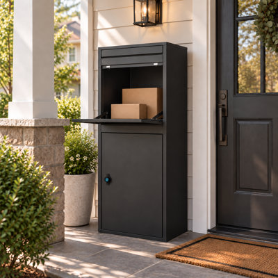 40.2'' H Lockable Outdoor Parcel Drop Box with Mail Slot & Pickup Door