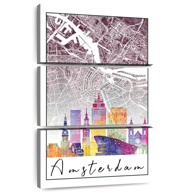 Carte de la ville de Aliaz Amsterdam, H 65 po x l 42 po