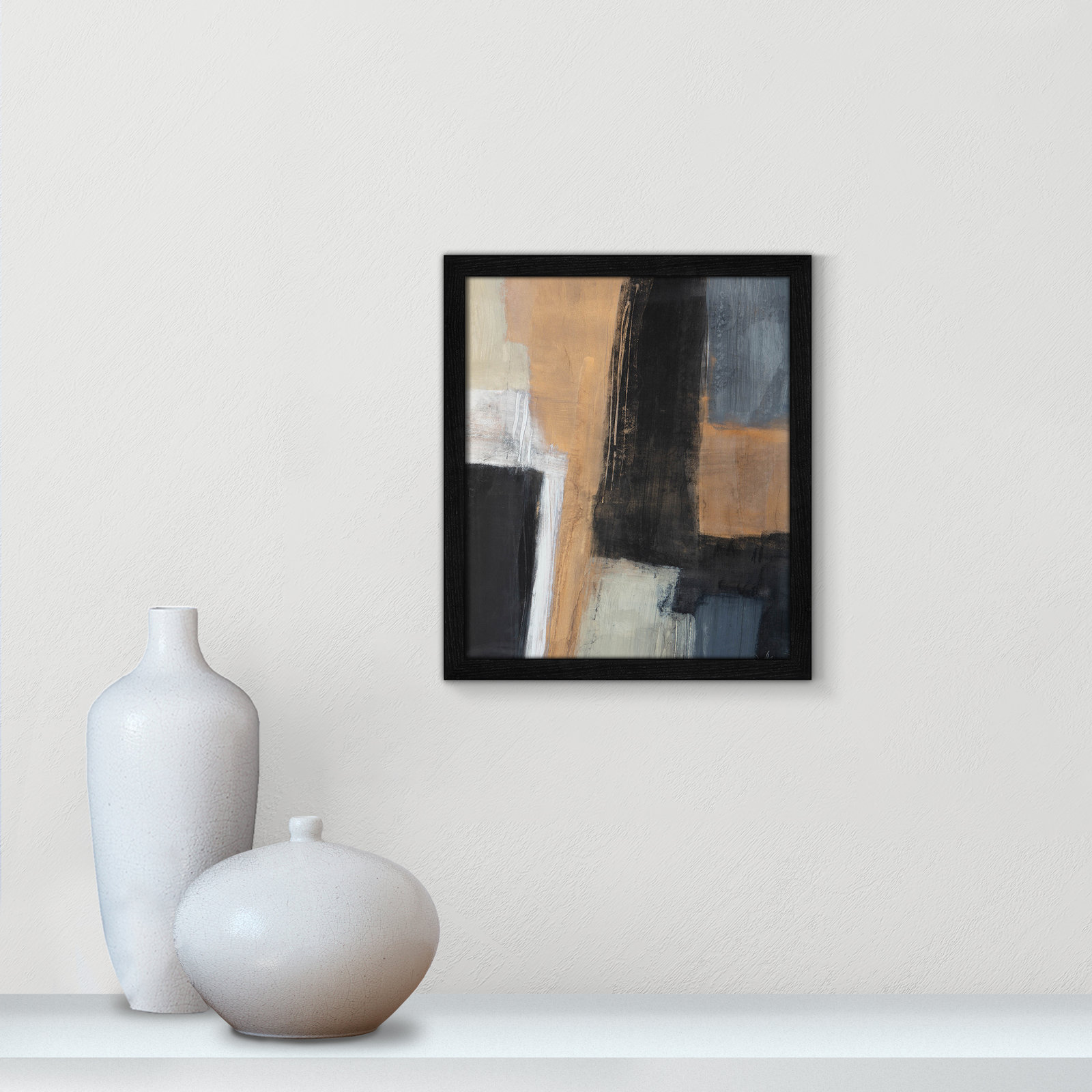 Metallic Slate I Print, 15" H x 13" W x 1.25" D, Black Slim Unmatted Picture Framed