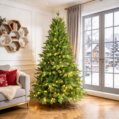 Pre-Lit Natural Green Artificial Christmas Tree