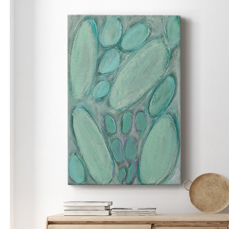 Blue Orbs I - Toile tendue avec châssis de qualité supérieure - prête à être accrochée, Sans cadre