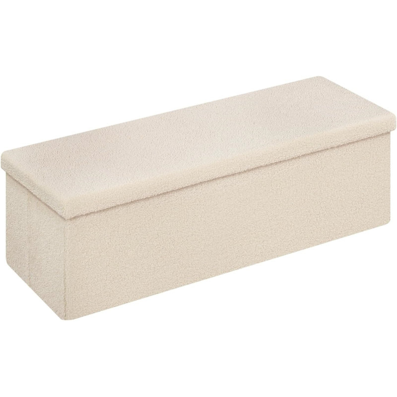 Prathana Fleece Upholstered Storage Bench, Beige
