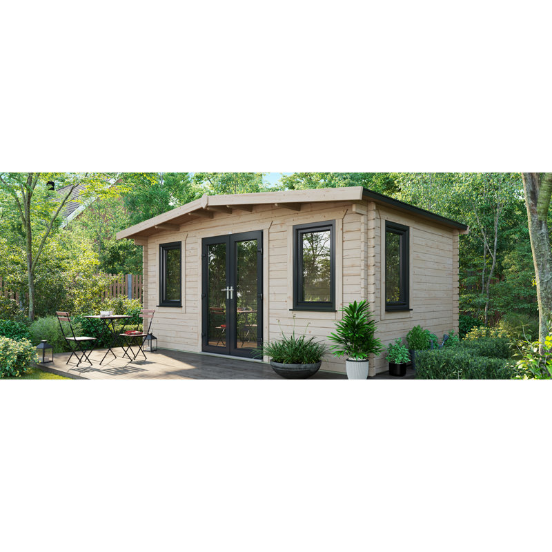 Powersheds Apex 10 x 16ft Chalet Log Cabin, Doors Central - 44mm