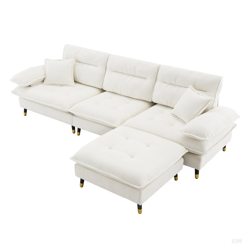 Canapé modulaire en L, canapé en tissu de chenille nuage (modulaire), Chenille blanche