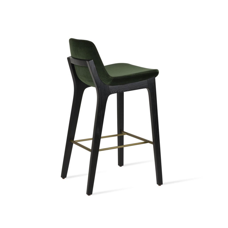 Pera HB Wood Counter, Counter Stool (24" Seat Height), D .Green Velvet