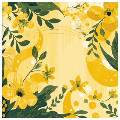 Yellow Floral Illustration Comforter