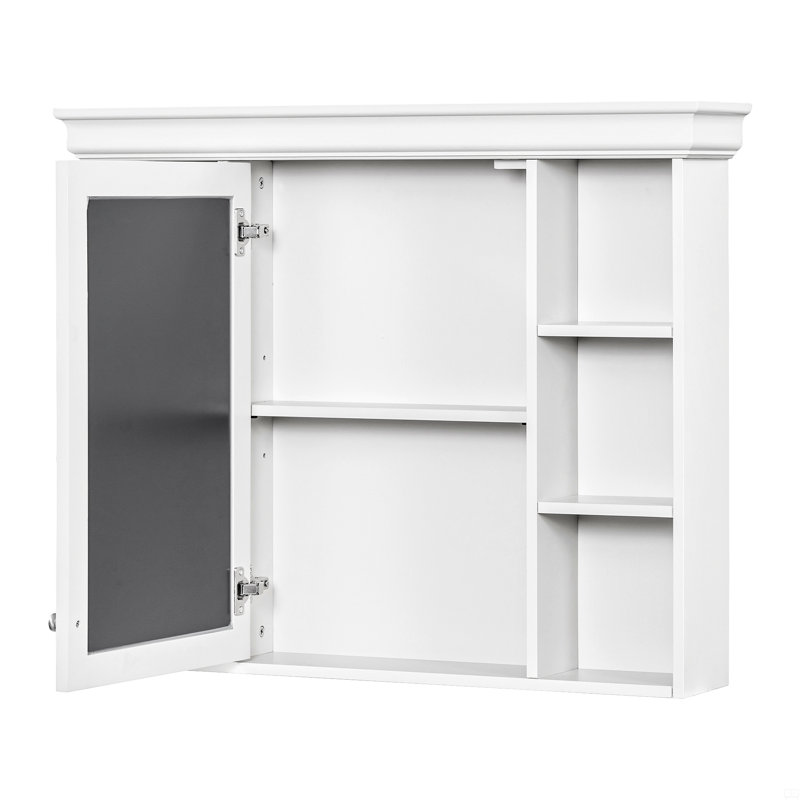 Wall Mounted Bathroom Storage Cabinet With Mirror Door, Modern Bathroom Wall Cabinet With Mirror, Medicine Cabinet With 6 Open Shelves