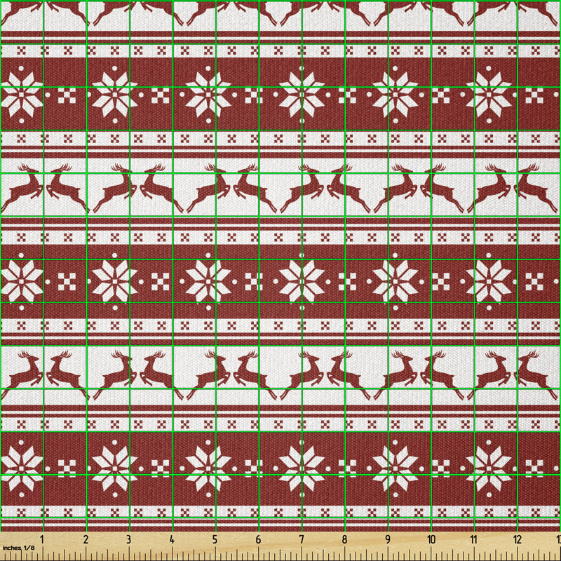Cortne Norwegian Scandinavian Reindeer Striped Flower Multi-Purpose Fabric