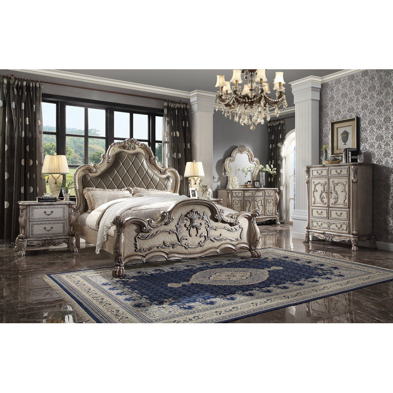Mikaylyn Low Profile Standard Bed,bed frame,platform bed,Traditional Luxurious upholstered bed, California King