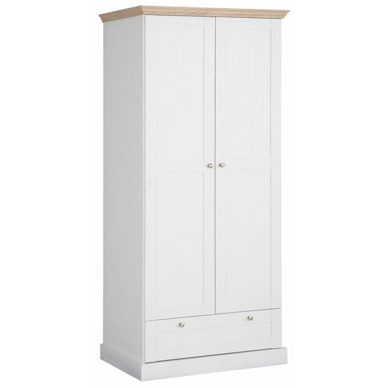 Rawls 2 Door Manufactured Wood Wardrobe, White/Oak