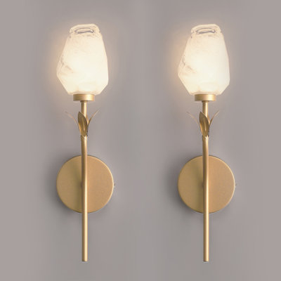 Applique murale de fantaisie murale 18,7 po avec abat-jour fleur, appliques articulées à intensité variable et minuterie