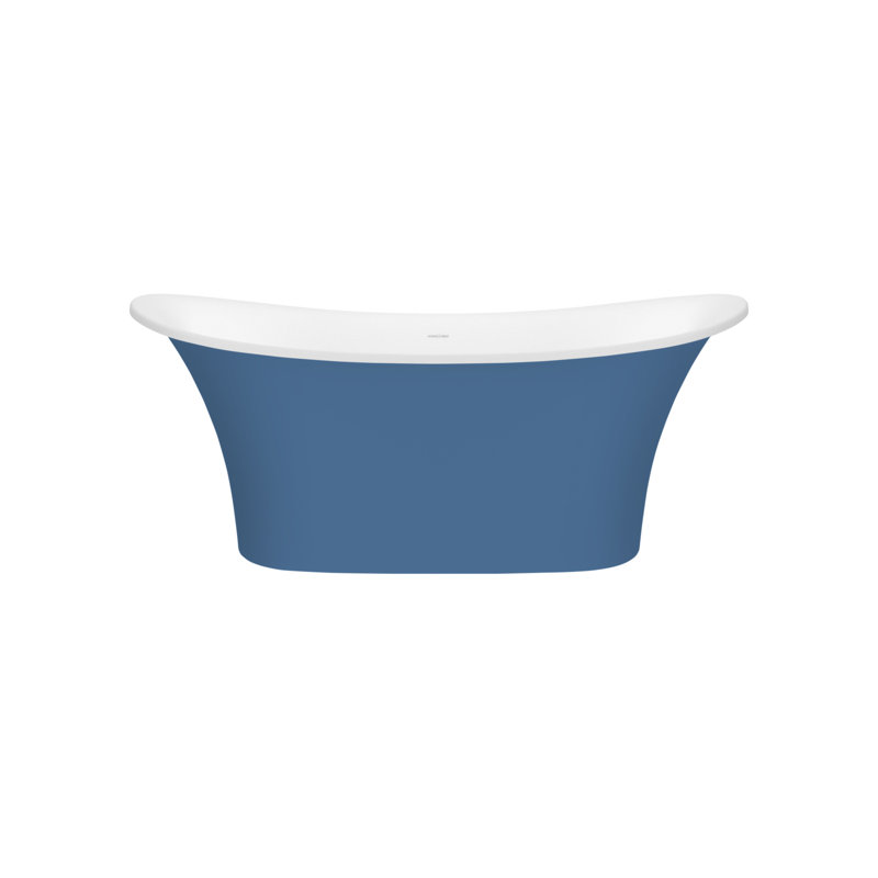 Toulouse 59.75" H x 29.25" W Freestanding Soaking Bathtub, Gloss White, Pigeon Blue - Matte
