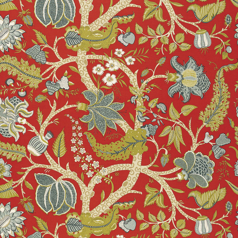 Tissu arbre Jaipur, Coquelicot