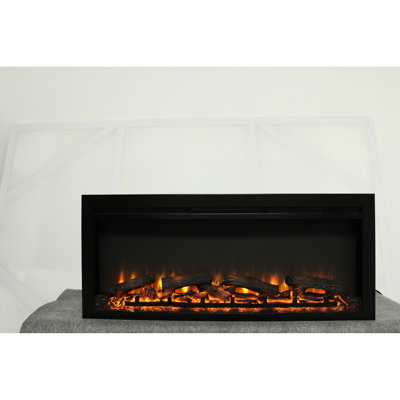 Electric Fireplace 44", Wall Recessed Design, Remote, Flame, 1400W Heating, 5000 /H, 21.65 Inch Package Height With Remote And Led , Heat, 11 Temperature Options, Double Feature