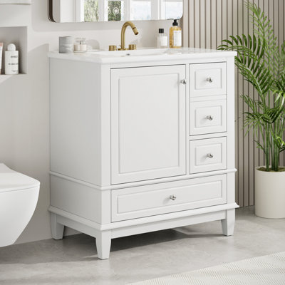 Meuble-lavabo simple 30 po avec plateau en céramique Daisy