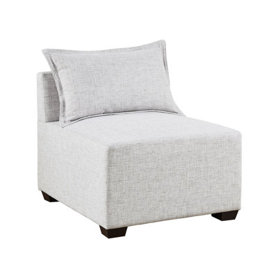Versatile Modular Chair, Dark Wooden Legs, Removable Finger Support Pillow Armless Seating, Solid Wood Included