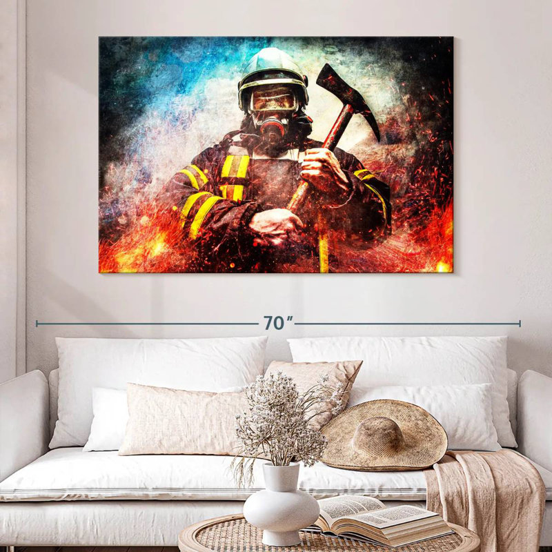 Lelar Masked Firefighter, 34'' H x 51'' W