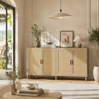 70" Rattan Buffet Cabinet With Storage