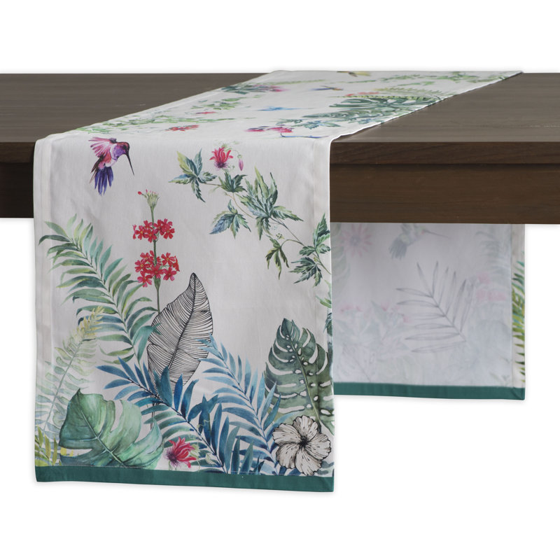 Floral 100% Cotton Table Runner, 72" L x 14.5" W
