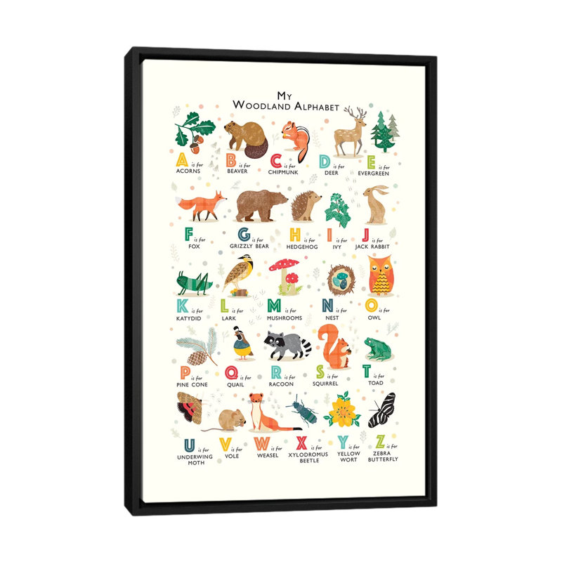 Alphabet des bois - impression, Pas de tapis, H 60 po x l 40po x P 1,5 po, Toile avec cadre noir