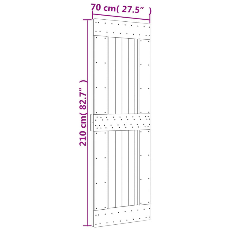 Porte coulissante avec quincaillerie Vidaxl, 27,6 po x 82,7 po, Noir/naturel