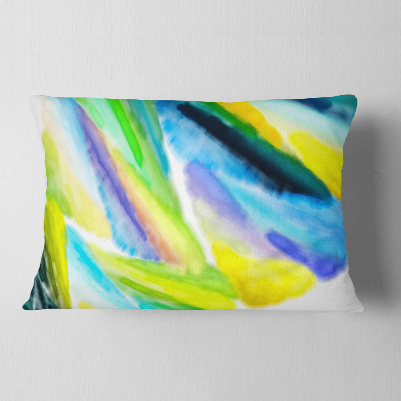 Vibrant Brushstrokes - Abstract Printed Throw Pillow, Green