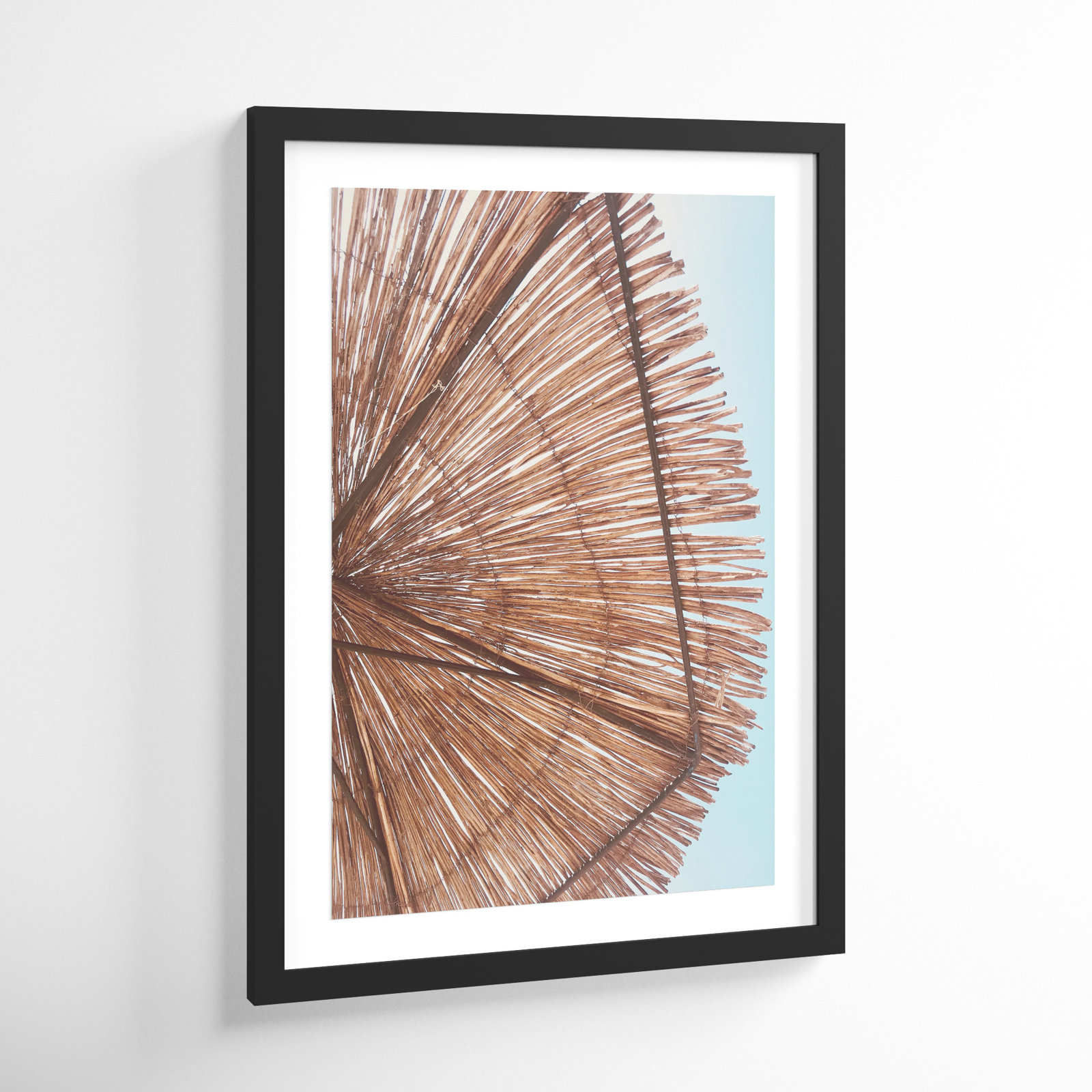 Rosy Straw Umbrella - Picture Frame Photograph, 25.50" H x 21.50" W x 1.25" D, Satin Black