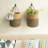 2Pack Jute Rope Hanging Basket - 7.87" X 7" Small Woven Fern Wall Hanging Basket Flower Plants, Woven Storage, Black And Jute-335488308