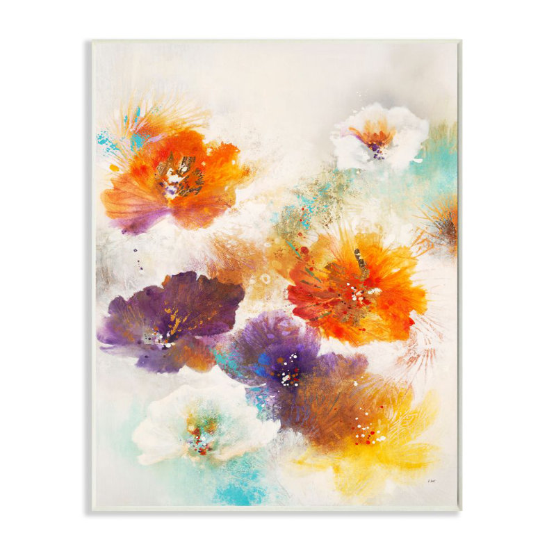 «Flower Marks Abstract», reproduction d'art, Plaque en bois, H 10 po x l 15 po x P 0,5 po