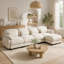 Repose-pieds en L en chenille pour canapé de salon en L 4 places beige-1824732224-1824732237