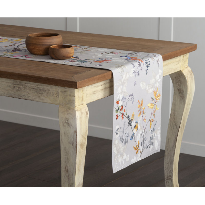 100% Cotton Christmas Table Runner, Gray, 108" x 14.5"