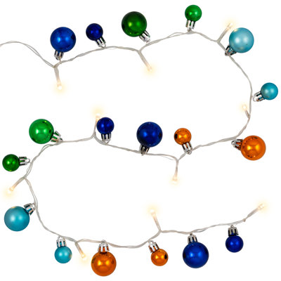Ornament String Christmas Lights - Warm White LED - 3' Clear Wire - 10Ct - Blue