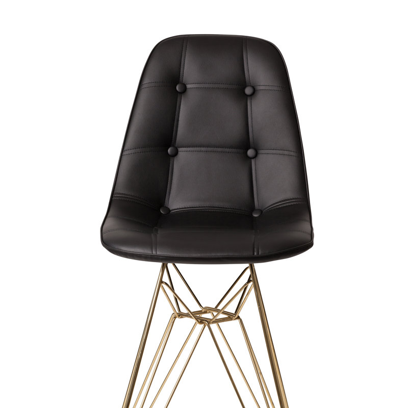 Sulligent Upholstered Counter Stool with Metal Frame, Black