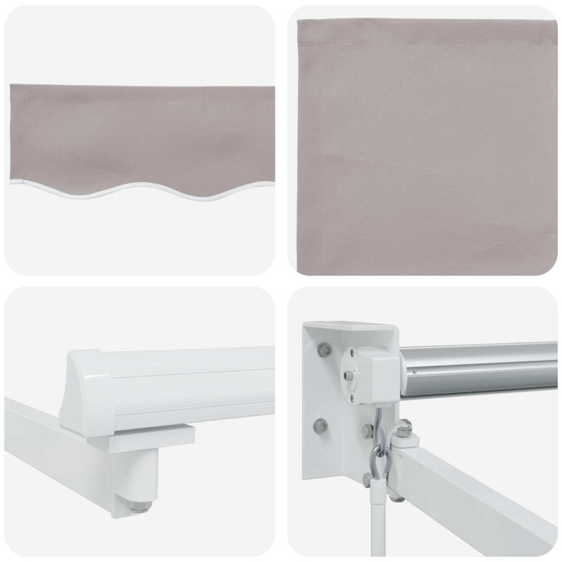 VidaXL 200 D Retractable, Solid Color, 350cm W x 200cm D, Light Grey/White