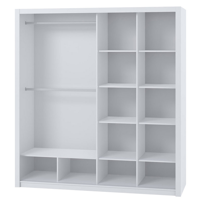 Frazierii 2 Door Manufactured Wood Wardrobe, 215cm H x 220cm W x 62cm D, White