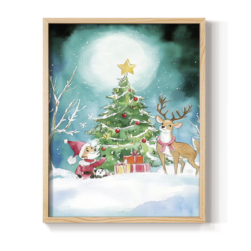«Christmas Holiday Art DCCLXV», reproduction d'art encadrée - bois massif, Naturel, H 15 po x l 12 po