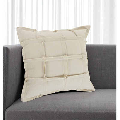 20" Beige Cotton Throw Pillow