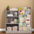 Kids Bookcases With Storage, Gray Mdf Modern Organizer For Playroom