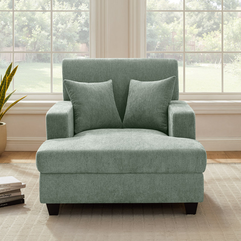 39.76‘’ Fabric Upholstered Chaise Lounge, Sage Chenille