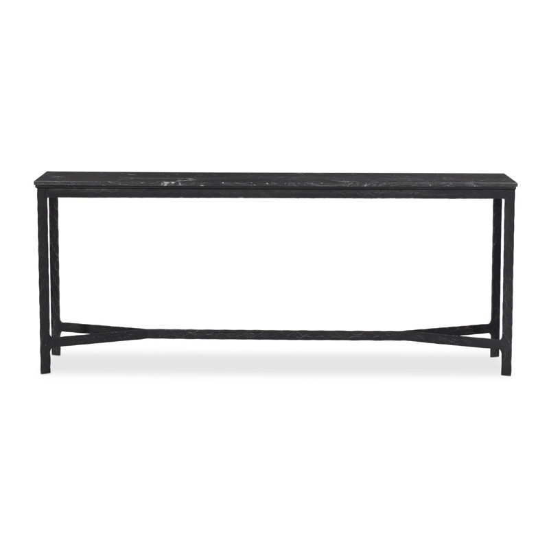 Robles Console Table-Charcoal Marble, Charcoal Marble, Hammered Black Iron