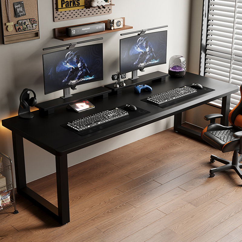Bois massif noir rectangulaire avec bureau d'écriture, Noir, H 29,53 po x l 62,99 po x P 27,56 po