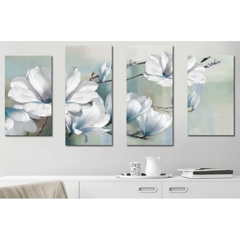 "Spring Magnolias" par Rogier Daniels, ensemble de 4 reproductions sur toiles, H 30 po x l 56 po x P 1 po
