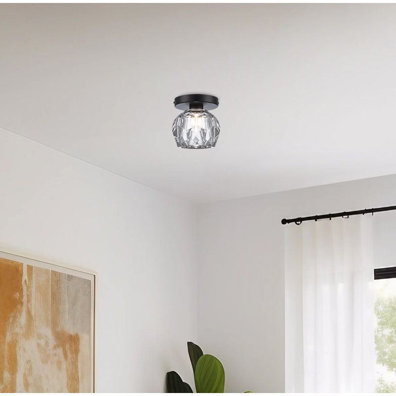 Quaseem Glass LED Semi Flush Mount, Black 