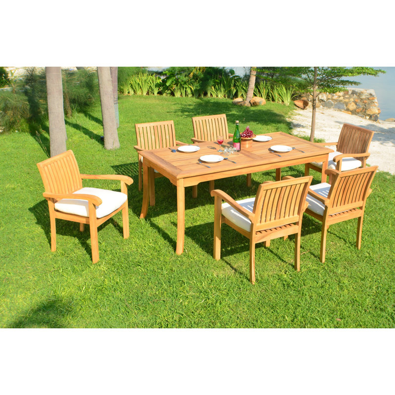 Kyla Outdoor 9 - Piece Teak Dining Set, 30" H x 71" L x 36" W, 6