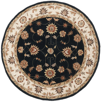 Tapis bleu marine / ivoire crocheté à la main Tuscany